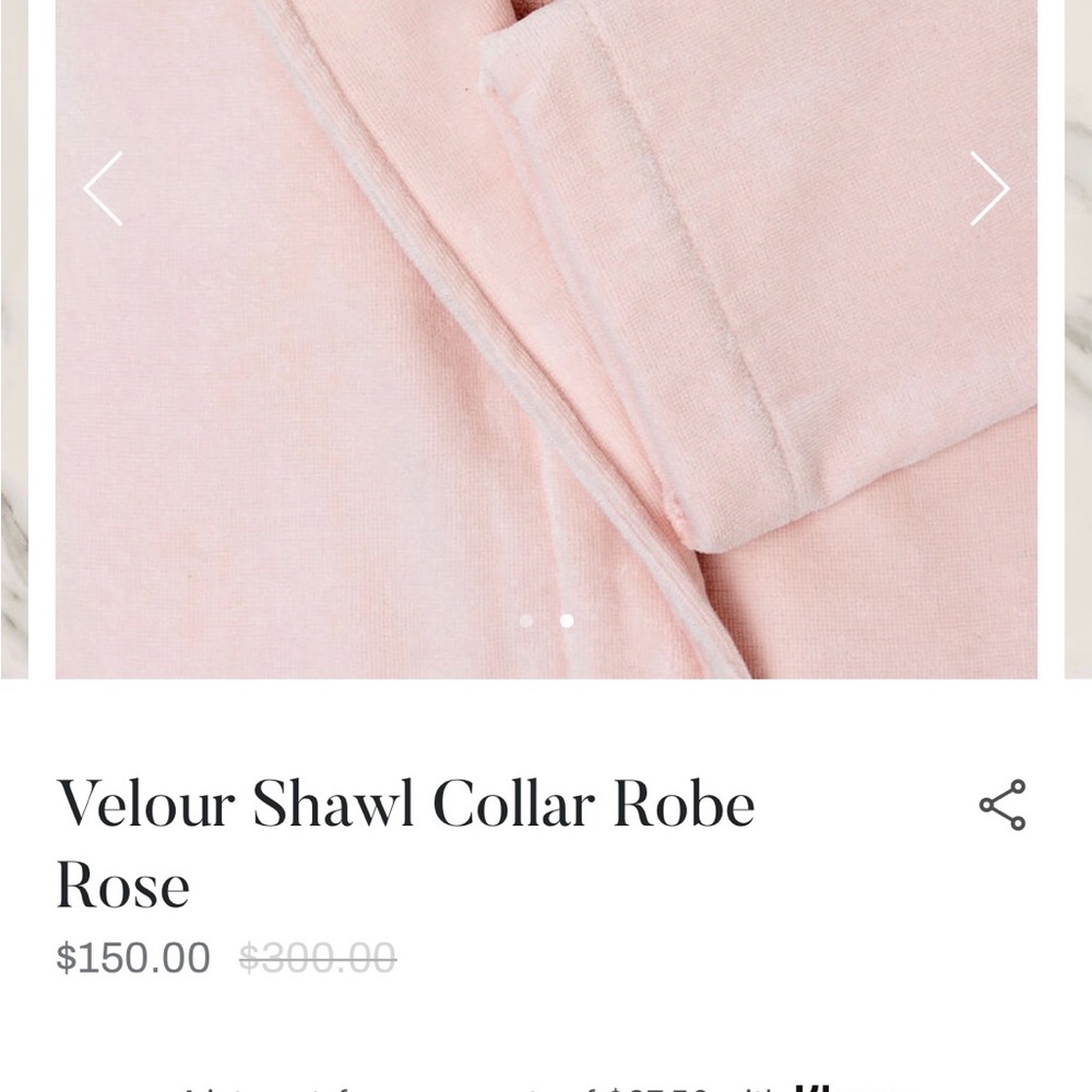 SOLD Frette Velour Shawl Collar Robe in Soft Pink - XL